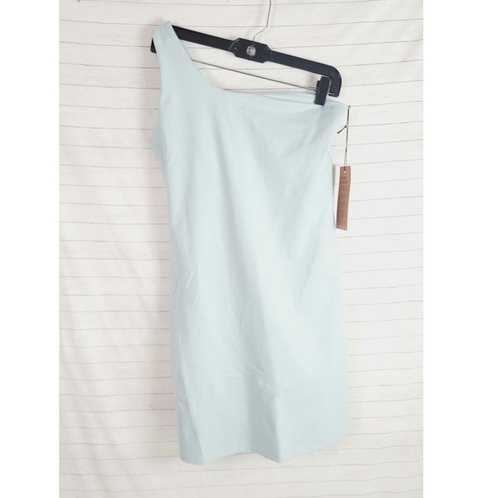 GIRLFRIEND COLLECTICE BIANCA ONE SHOULDER DRESS IN LIGHT BLUE, SZ LARGE